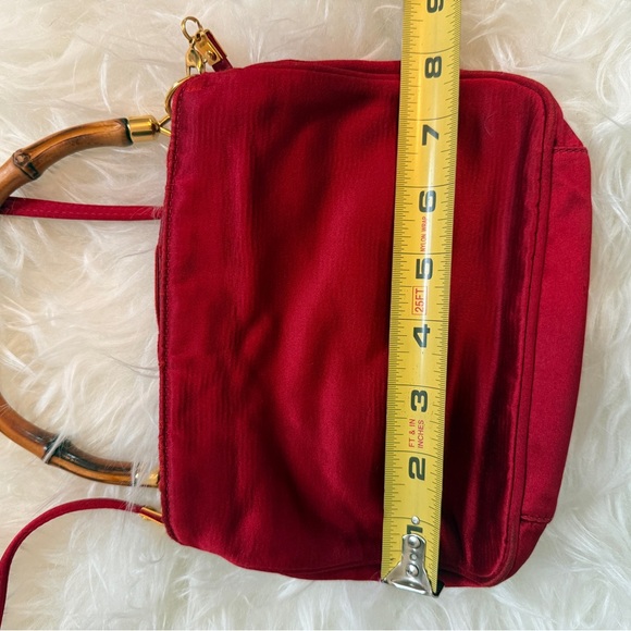 Gucci Red Bamboo Handle Two Way Bag - Picture 8 of 12